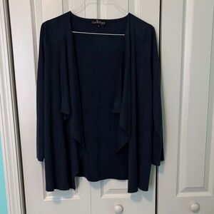 Liza Byrd Navy Open Front Suede Like Jacket Size Medium. Great for layering